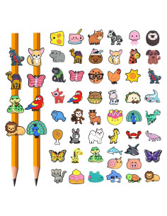 50 Adornos para Lápices JRONGHE - Diversos Patrones Coloridos