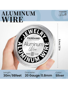 Alambre de Manualidades FANDAMEI 20 Gauge 30m Aluminio Plateado 2