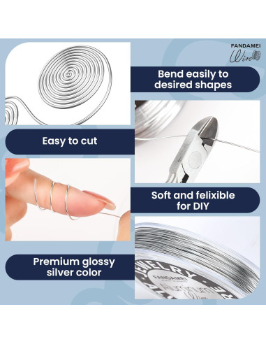 Alambre de Manualidades FANDAMEI 20 Gauge 30m Aluminio Plateado
