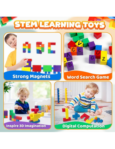 42PCS Bloques Magnéticos Chilvil 3.05 cm Juguetes Montessori