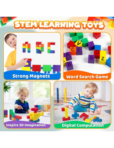 42PCS Bloques Magnéticos Chilvil 3.05 cm Juguetes Montessori