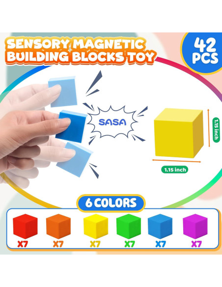 42PCS Bloques Magnéticos Chilvil 3.05 cm Juguetes Montessori