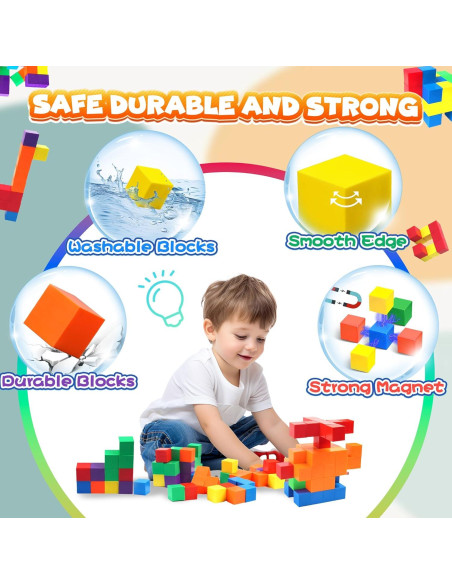 42PCS Bloques Magnéticos Chilvil 3.05 cm Juguetes Montessori