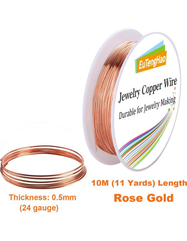 Alambre de Joyería de Cobre EuTengHao 6 Colores 0.5mm 60.96m