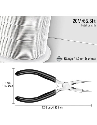 Alambre de Joyería 18 Calibre Modacraft 20m + Alicate 4 en 1