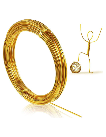 Alambre de Aluminio Dorado 10m 1.5mm TecUnite para Manualidades Alambre de Aluminio Dorado 10m 1.5mm TecUnite para Manualidades