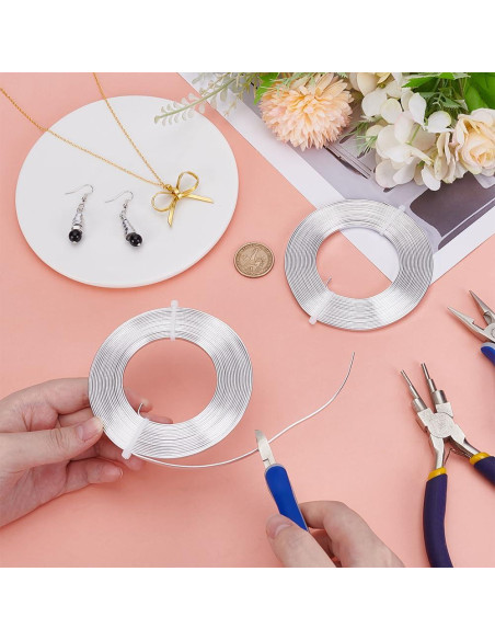 Alambre Plano de Aluminio BENECREAT 9.75m 3mm Plata 18 Gauge