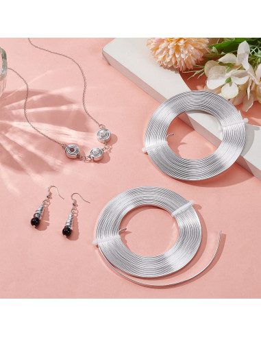 Alambre Plano de Aluminio BENECREAT 9.75m 3mm Plata 18 Gauge