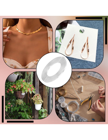 Alambre Plano de Aluminio BENECREAT 9.75m 3mm Plata 18 Gauge