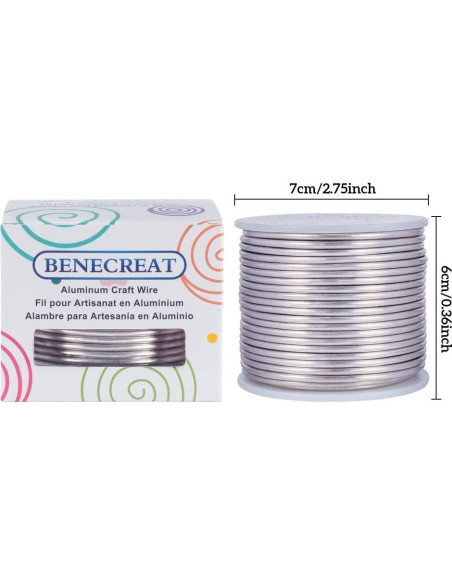 Alambre de Aluminio Flexible BENECREAT 2.5mm 24.5m Manualidades