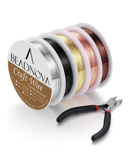 Alambre para Joyería BEADNOVA 5 Rollos 26 Gauge Cobre