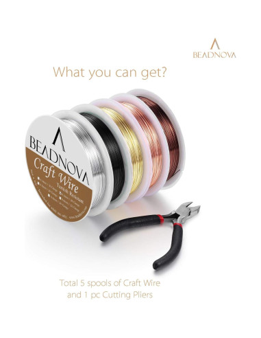 Alambre para Joyería BEADNOVA 5 Rollos 26 Gauge Cobre