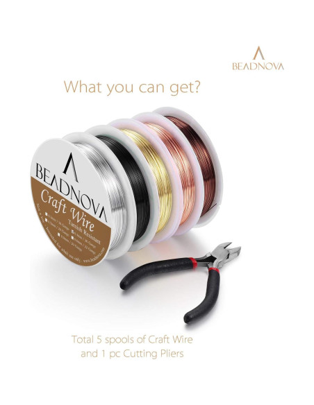 Alambre para Joyería BEADNOVA 5 Rollos 26 Gauge Cobre