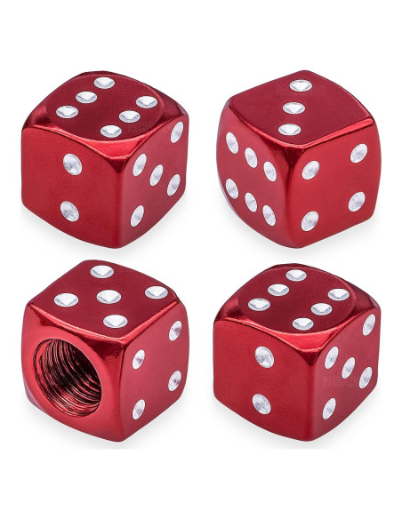 4 Tapas de Válvula de Neumático MEAJOO Dado Rojo Universal