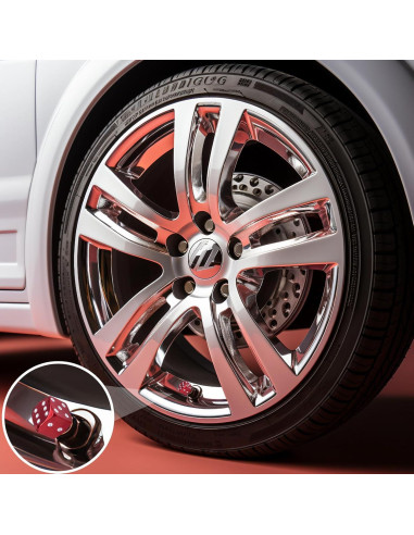 4 Tapas de Válvula de Neumático MEAJOO Dado Rojo Universal