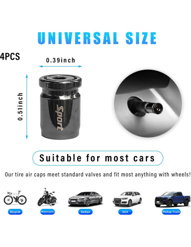 4 Tapones de Válvula Antirrobo Dickno para Neumáticos
