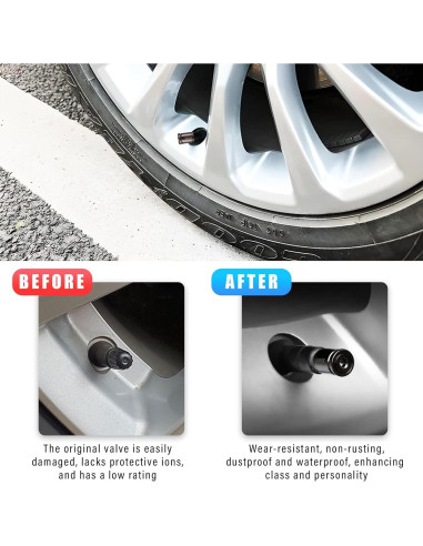 4 Tapones de Válvula Antirrobo Dickno para Neumáticos