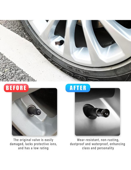 4 Tapones de Válvula Antirrobo Dickno para Neumáticos