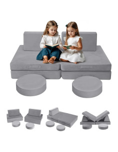 Sofá Modular para Niños MeMoreCool 8 Piezas Gris