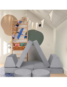 Sofá Modular para Niños MeMoreCool 8 Piezas Gris 2
