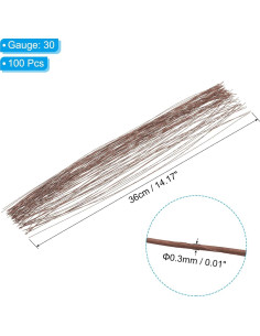 Alambre de Tallos Floral PATIKIL 30 Calibres 36 cm 100 Pcs Marrón 2