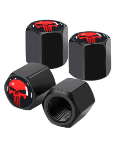 Tapa de Válvula de Neumático Ajxn 4 Piezas Calavera Roja