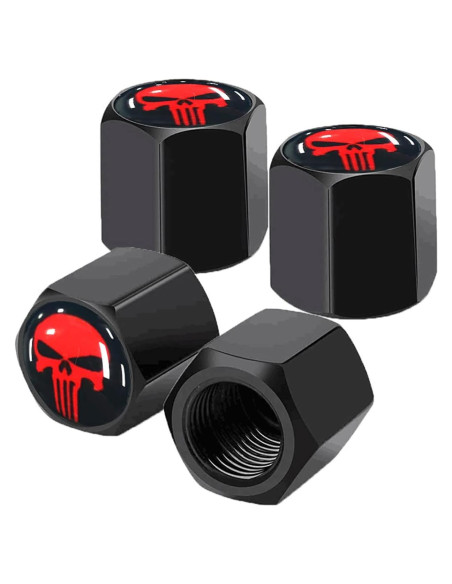 Tapa de Válvula de Neumático Ajxn 4 Piezas Calavera Roja