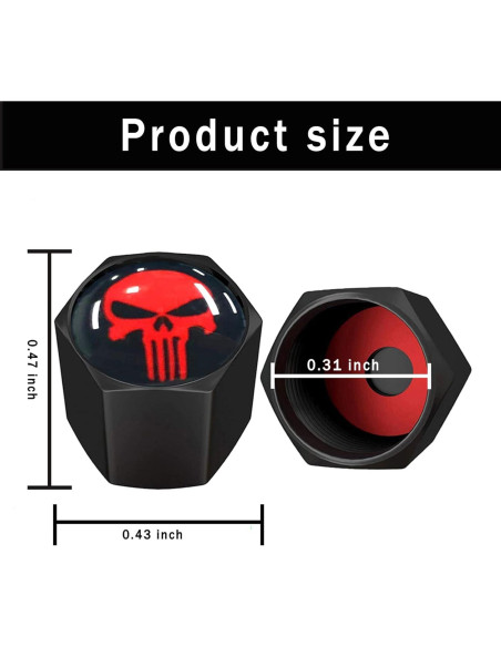 Tapa de Válvula de Neumático Ajxn 4 Piezas Calavera Roja