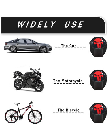 Tapa de Válvula de Neumático Ajxn 4 Piezas Calavera Roja