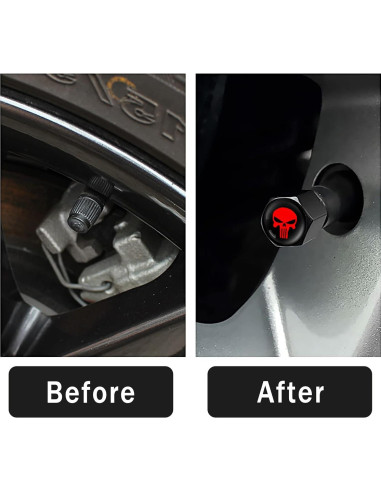 Tapa de Válvula de Neumático Ajxn 4 Piezas Calavera Roja