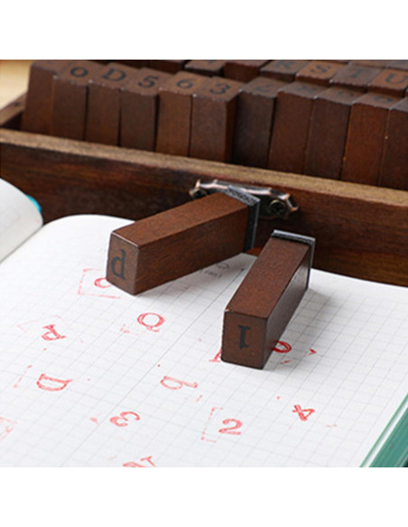 Set de 70 Sellos de Goma Vintage con Letras y Números Flylin Set de 70 Sellos de Goma Vintage con Letras y Números Flylin