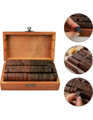 Set de 70 Sellos de Goma Vintage con Letras y Números Flylin