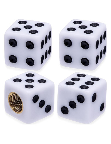 4 Tapas de Válvula de Neumático MEAJOO Dado Blanco Universales