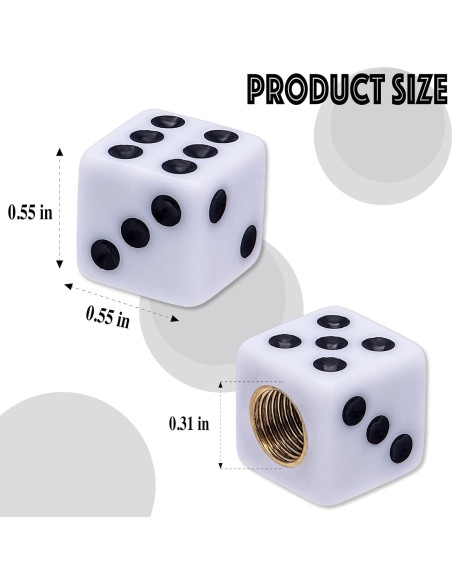 4 Tapas de Válvula de Neumático MEAJOO Dado Blanco Universales