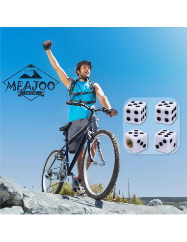 4 Tapas de Válvula de Neumático MEAJOO Dado Blanco Universales