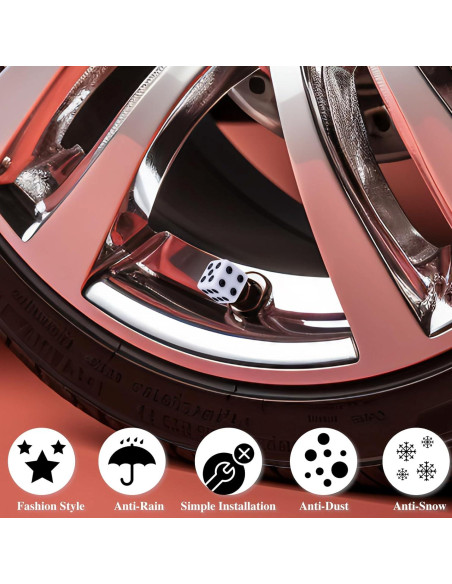 4 Tapas de Válvula de Neumático MEAJOO Dado Blanco Universales