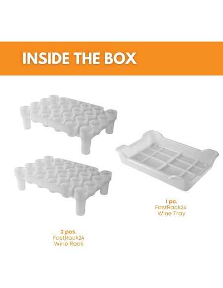 Soporte y Bandeja de Secado FastRack para 24 Botellas - Blanco