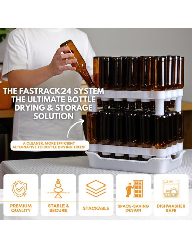 Soporte y Bandeja de Secado FastRack para 24 Botellas - Blanco