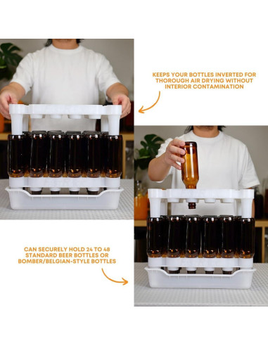 Soporte y Bandeja de Secado FastRack para 24 Botellas - Blanco