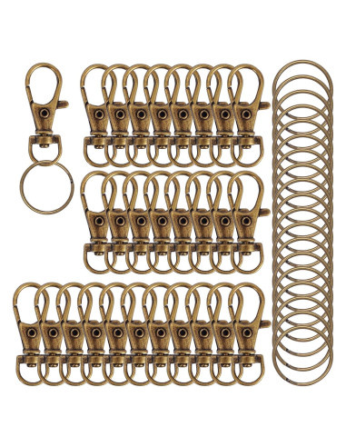 120 Ganchos Giratorios de Metal IPEKAR con Anillos para Llaves