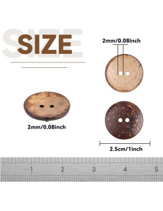 Botones de Cáscara de Coco YAKA 100pcs 2.5cm Ecológicos 2