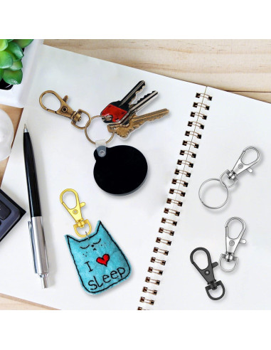 120 Ganchos Giratorios de Metal IPEKAR con Anillos para Llaves