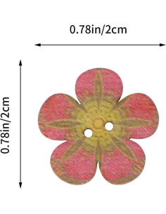 Botones de Madera en Forma de Flor POPETPOP - 100 Pcs 2 Agujeros 2