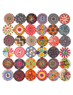 200 Botones de Madera Multi-Color 20mm para Manualidades DIY