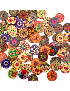 200 Botones de Madera Multi-Color 20mm para Manualidades DIY 2