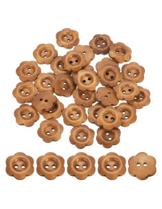 Botones de Madera en Forma de Flor uxcell 50Pcs 18mm Café