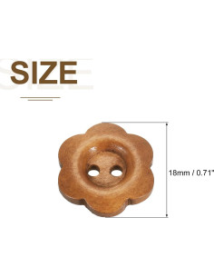 Botones de Madera en Forma de Flor uxcell 50Pcs 18mm Café 2