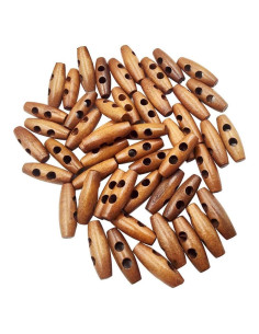 50 Botones de Madera Aceituna Marrón 5.08 cm 2 Agujeros