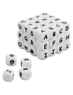 52 Perlas de Letras de Silicona Prasacco 12mm para Joyería