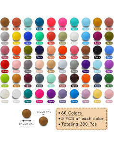 300 Perlas de Silicona CFKEMZY para Manualidades DIY 60 Colores 2